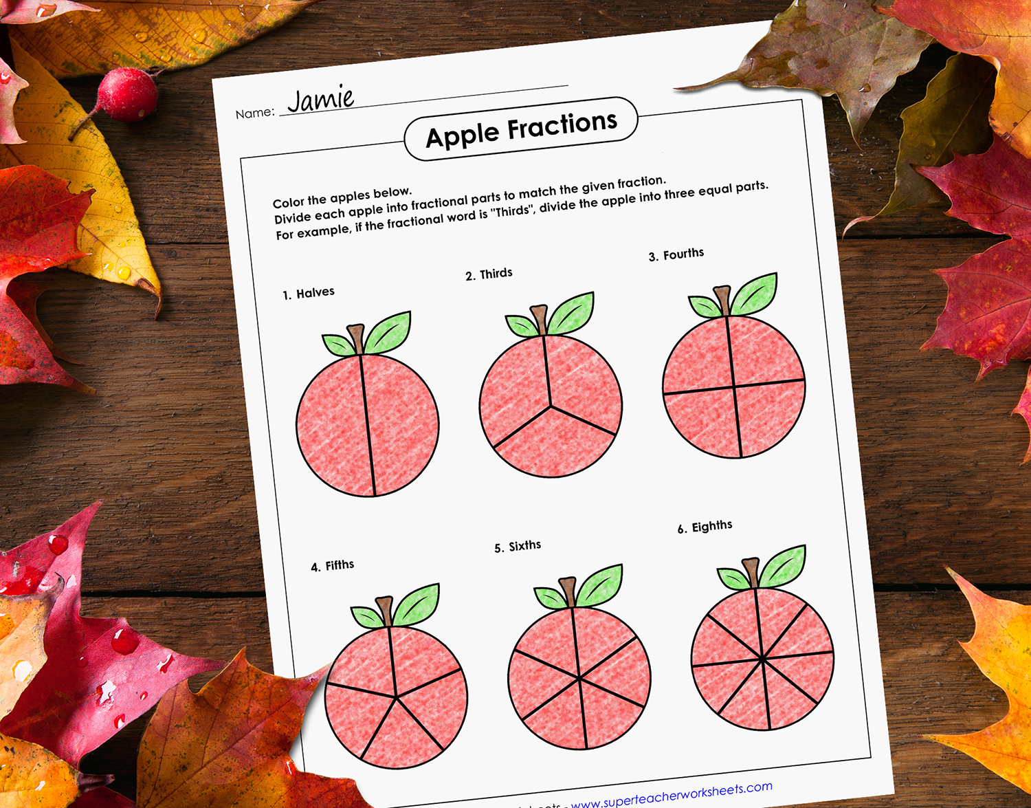 Printable Apple Fractions Activity