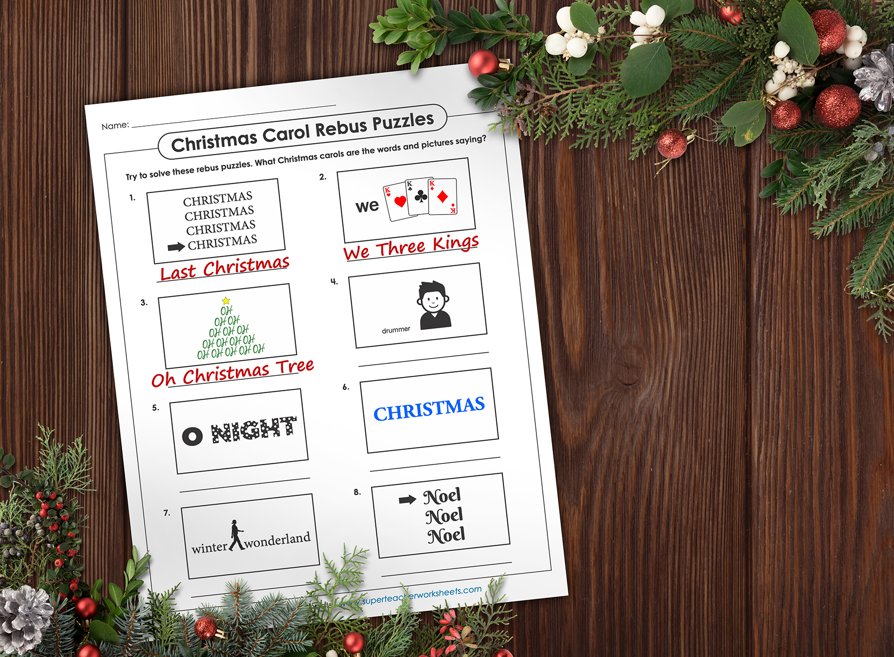 Christmas Carol Brain Teaser Puzzles"